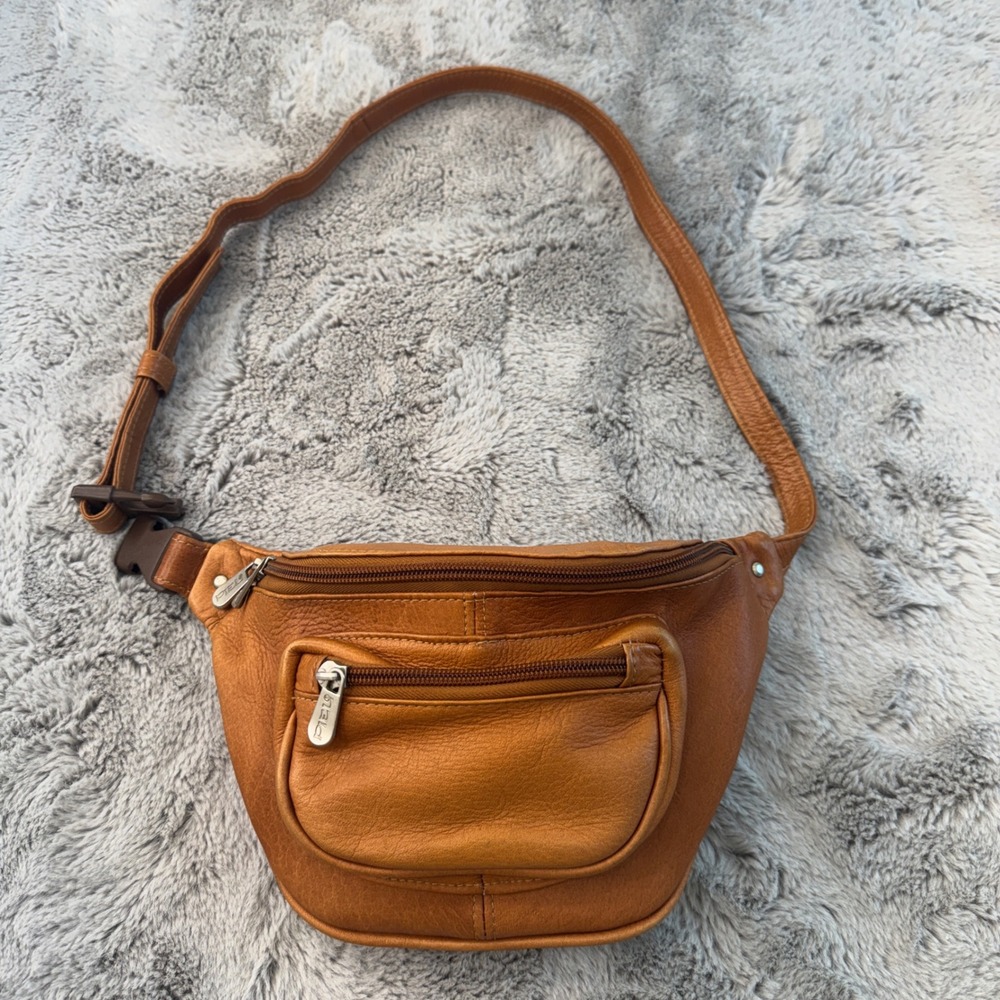 Piel Leather Fanny Pack Waist Bag Tan Brown Handmade Colombia Vintage Style